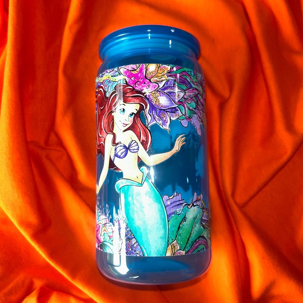 Little Mermaid Neon Blue 16oz Acrylic Tumbler